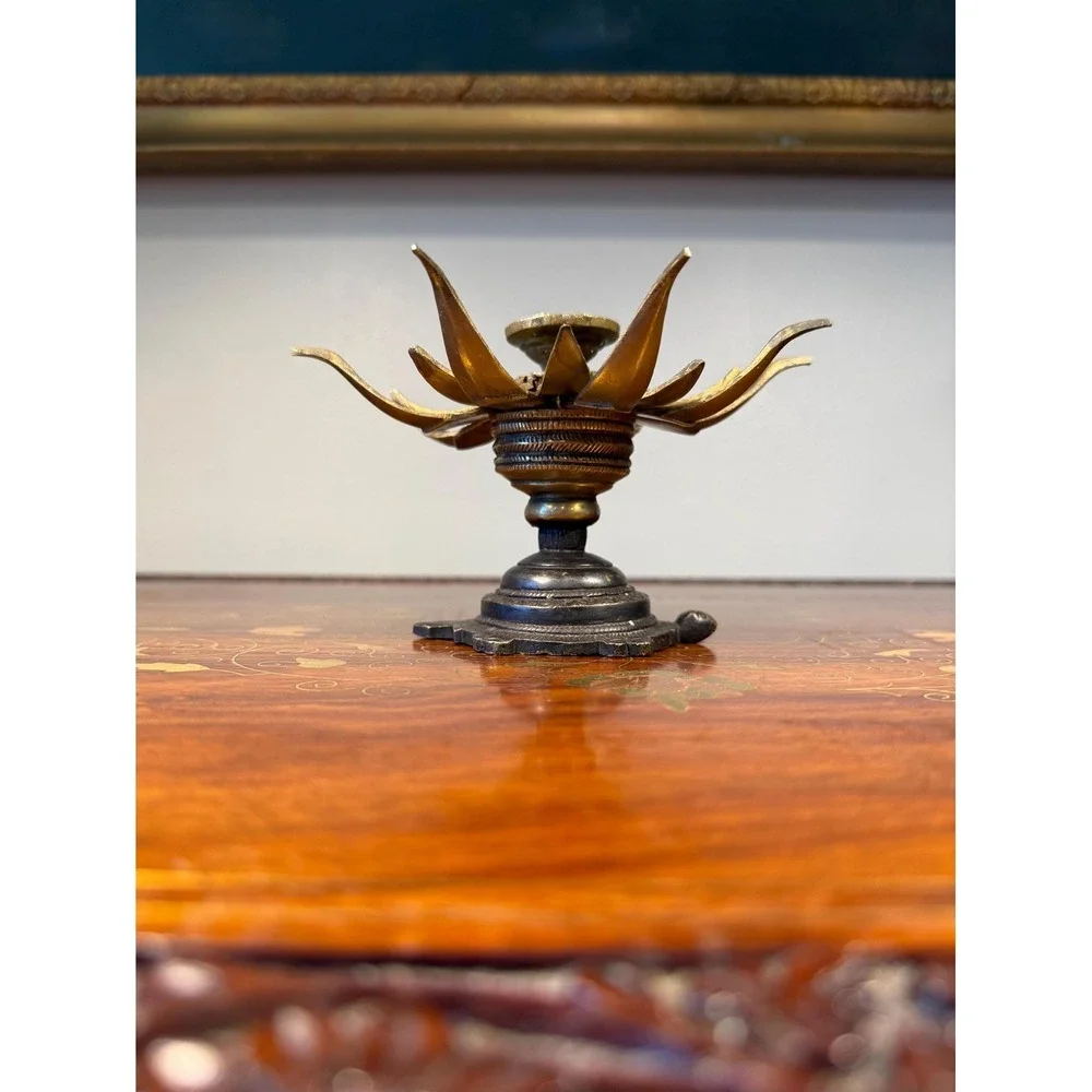 Vintage Brass Lotus‎ Candle or Incense Holder • Expanding Flower Design